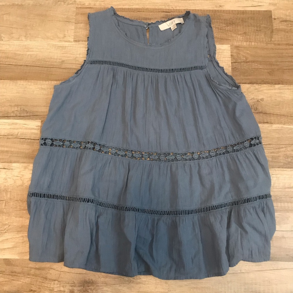 🤎Ann Taylor Loft Petite blue tank SP small